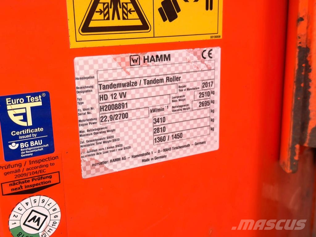 Hamm HD12VV - Tandem roller / Kubota engine Οδοστρωτήρες διπλού κυλίνδρου
