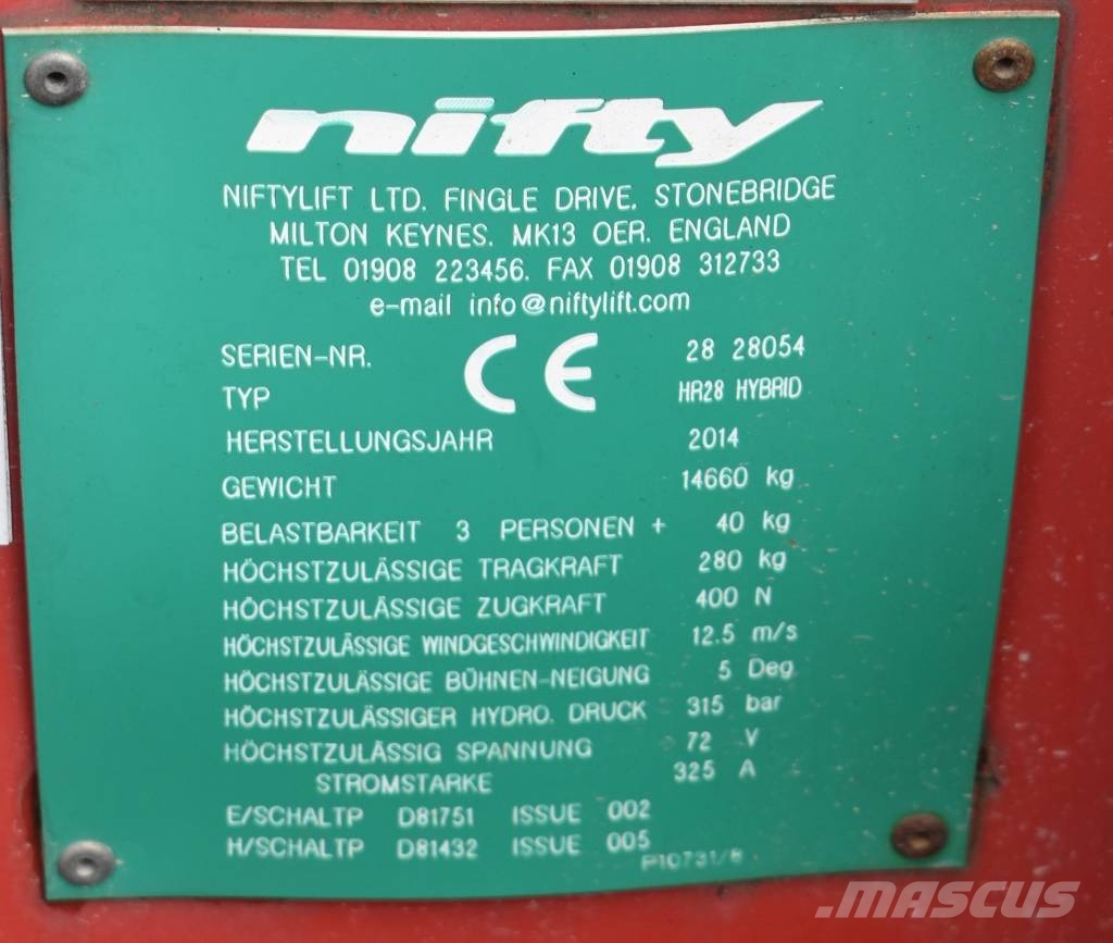 Niftylift HR28 Hybrid 4x4 Съчленени стрелови подемници