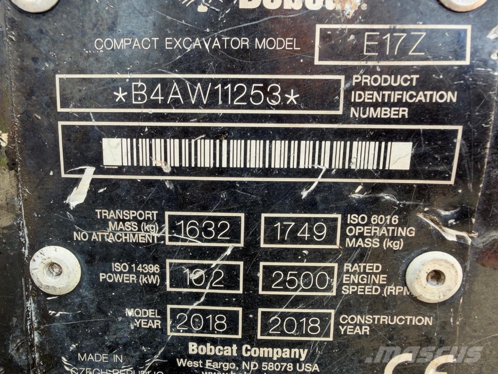 Bobcat E 17z Miniekskavaatorid < 7 t