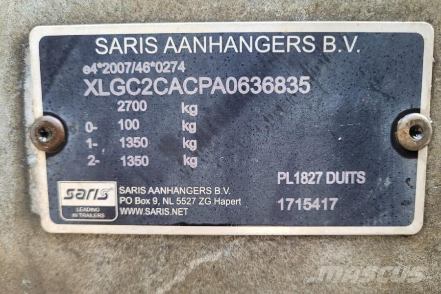 Saris PL1827 2 Axel Trailer Aanhangwagens