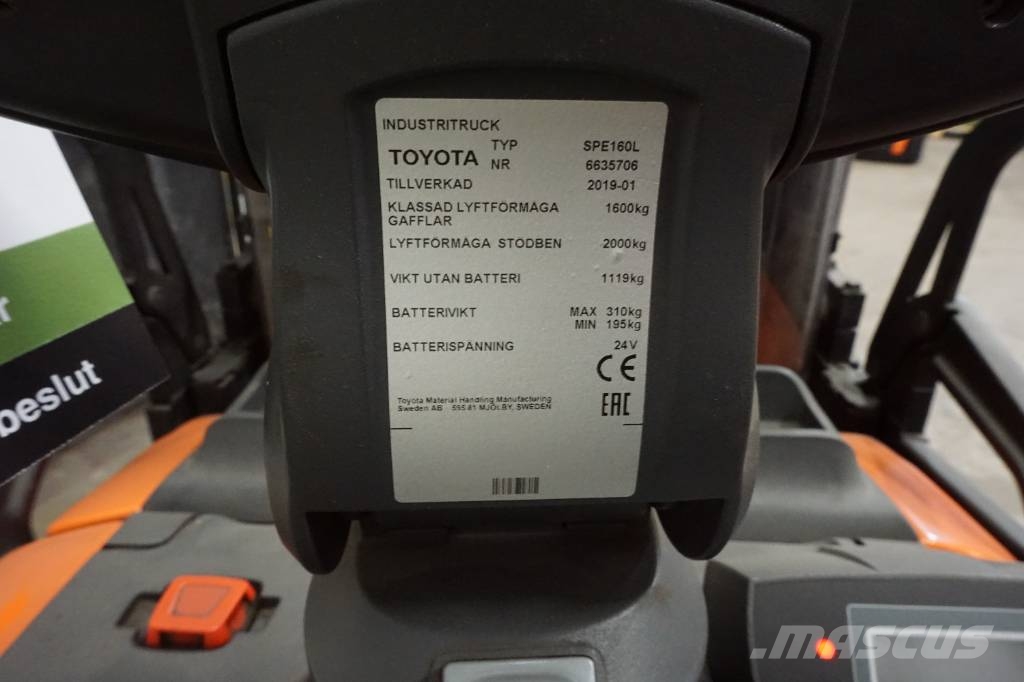 Toyota SPE160L Käyden ajettavat pinoamistrukit