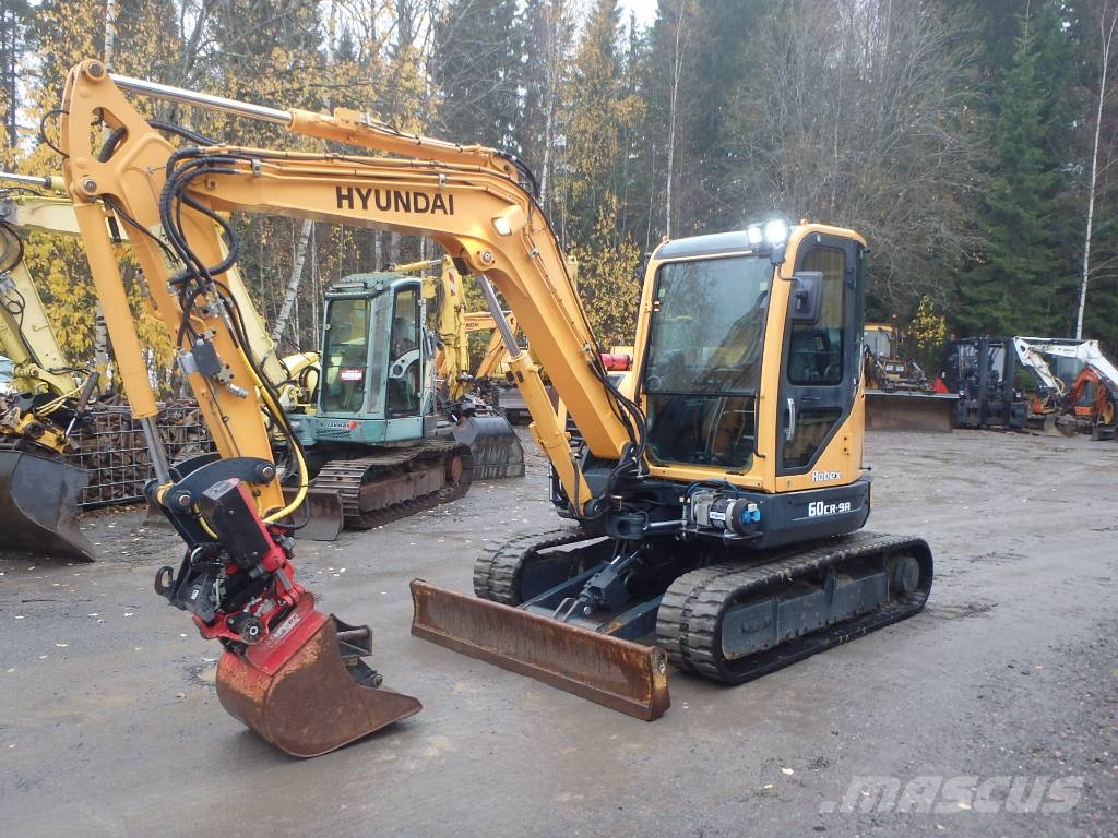 Hyundai Robex 60 CR-9 A pyörittäjä, 3 kauhaa ja koura Minigraafmachines < 7t