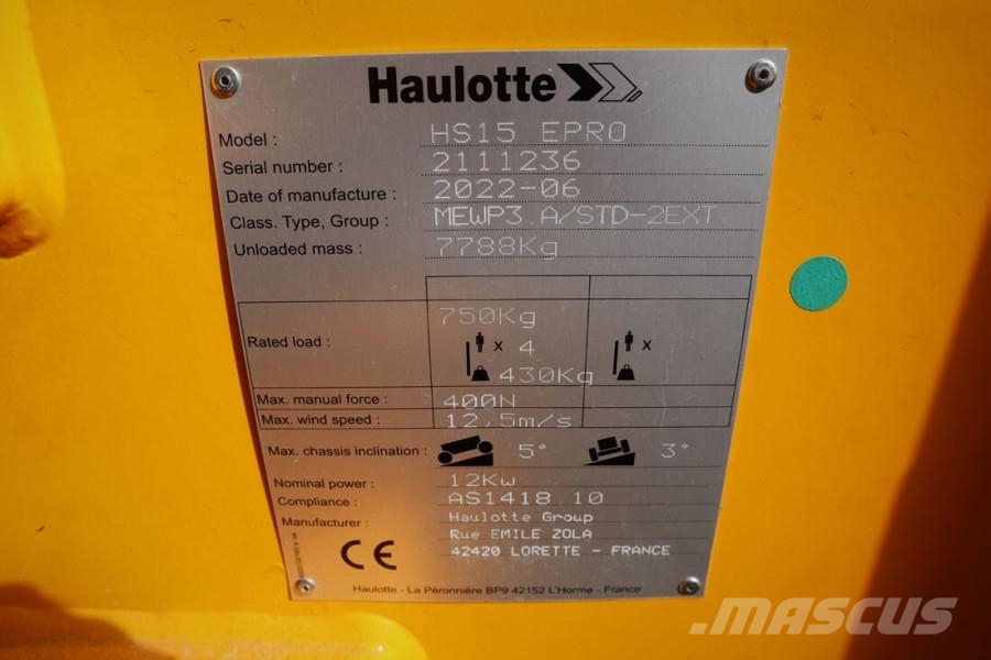 Haulotte HS15EPRO Valid Inspection, Full Electric 4x4 Driv Saksilavat
