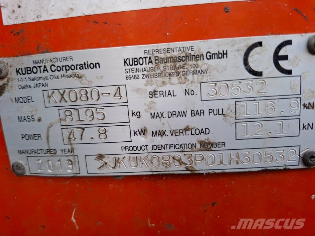 Kubota KX 080-4 Väikeekskavaatorid 7t-12t
