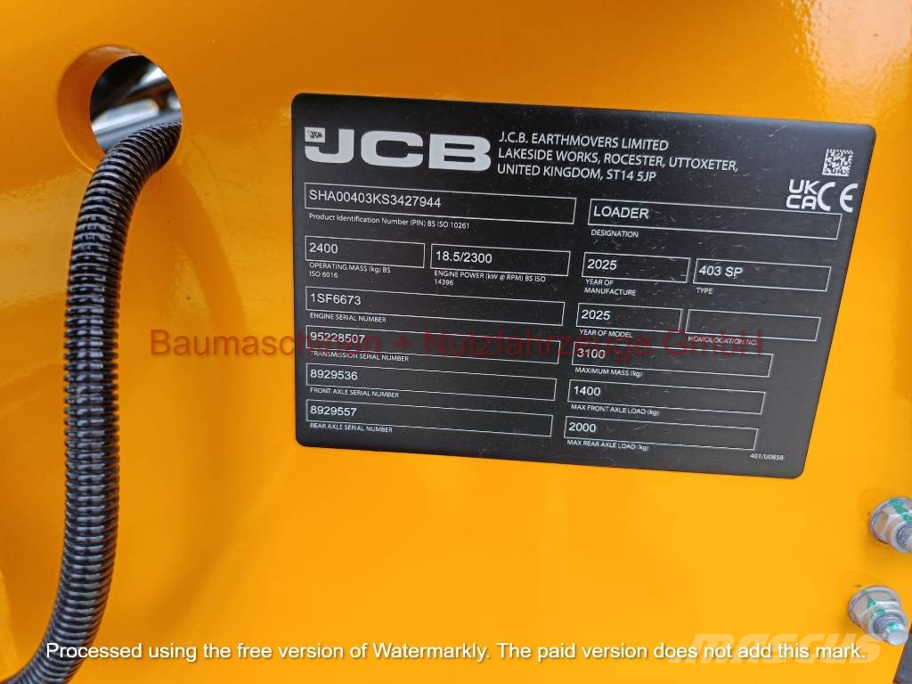 JCB 403 25 PS Canopy Demo Hjullastare
