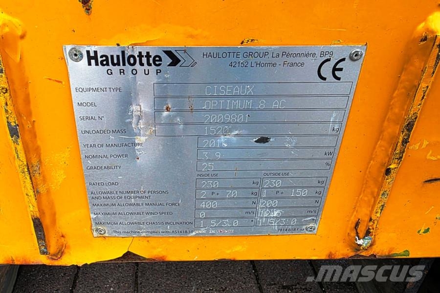 Haulotte Optimum 8 Electric, 7.77m Working Height, 230kg Ca Minicargadoras