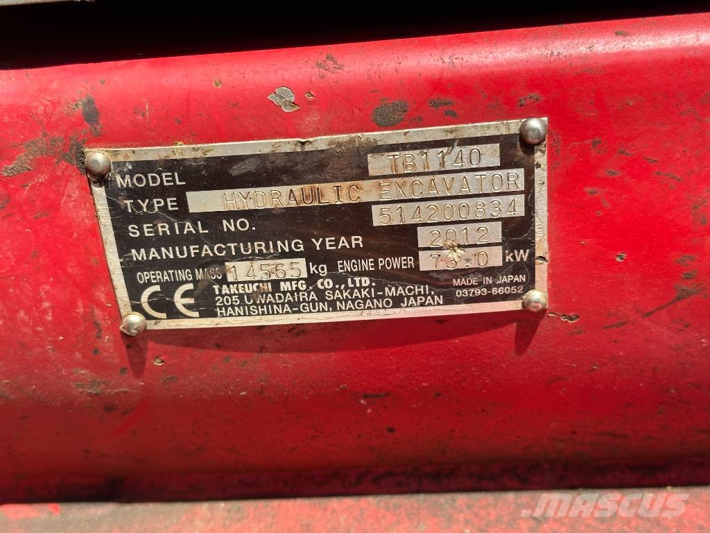 Takeuchi TB 1140 履帶式 挖土機/掘鑿機/挖掘機