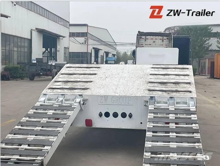 ZW Group 60ton 3 Axle Flatbed Semi Trailer with ladder نصف مقطورات مسطحة / مفصلية الجوانب