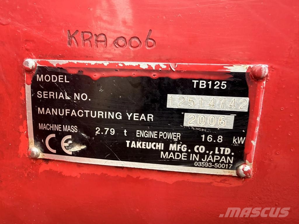 Takeuchi TB125 TB125 소형 굴삭기 7톤 미만
