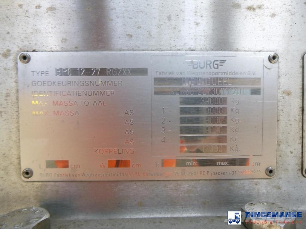 Burg Chemical tank inox L4BH 22.5 m3 / 1 comp Säiliöpuoliperävaunut