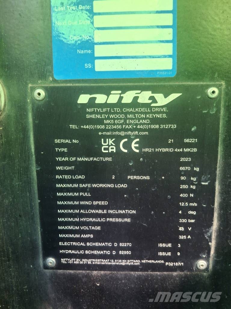 Niftylift HR 21 HYBRID Strēles pacēlāji