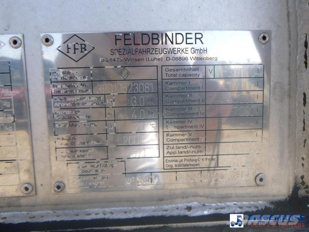 Feldbinder Food tank inox 39 m3 / 3 comp Tsisternhaagised
