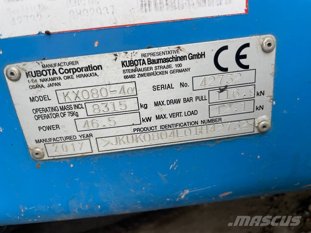 Kubota KX080-4a Midi bagri 7t – 12t