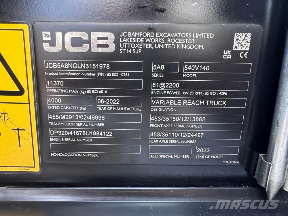 JCB 540V140 Teleskopski viličarji