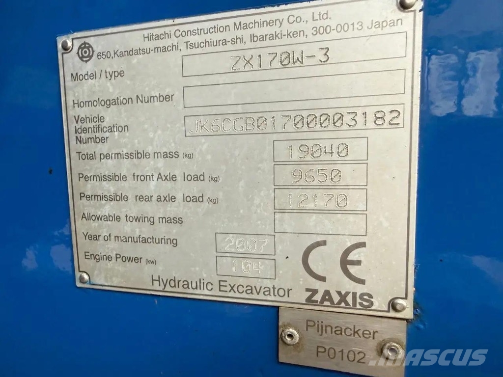 Hitachi ZX 170 W-3 Wielgraafmachines