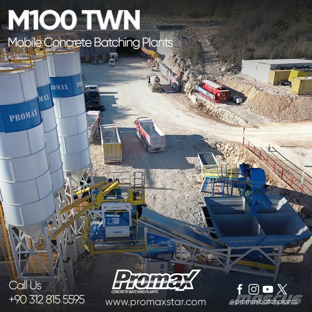 Promax-Star Mobile Concrete Batching Plant M100-TWN (10 Concrete Batching Plants