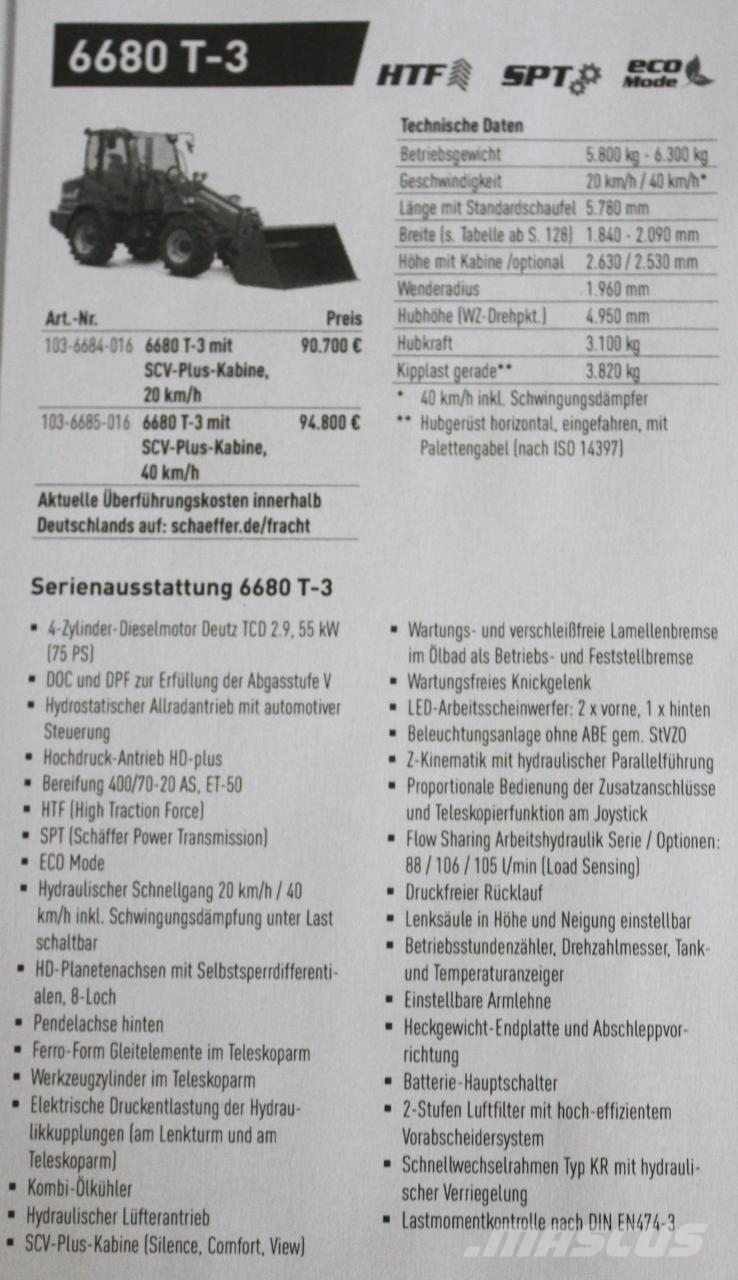 Schäffer 6680 T-3 mit Kabine フロントローダーとディガー