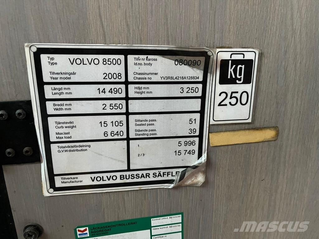 Volvo B12B 8500 6x2*4 EURO 5 / AC / AUXILIARY HEATING Градски автобуси