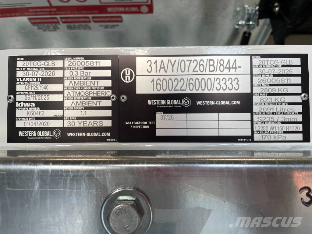 Western Global - 20TCG - 2.000 Liter fuel Tank - DPX-31002 Depósitos de combustible y aditivos