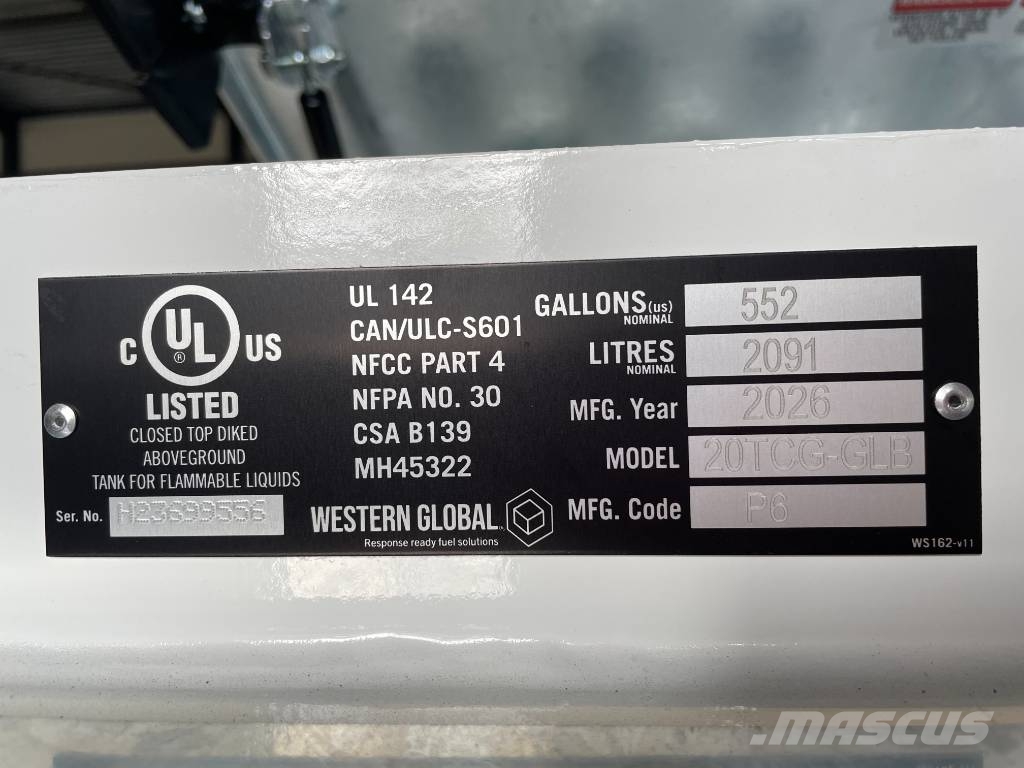 Western Global - 20TCG - 2.000 Liter fuel Tank - DPX-31002 Depósitos de combustible y aditivos