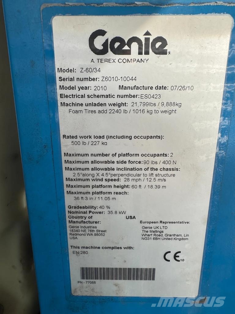 Genie Z60/34 Hoogwerker Knikarmhoogwerker (2010) Iseliikuvad poomtõstukid