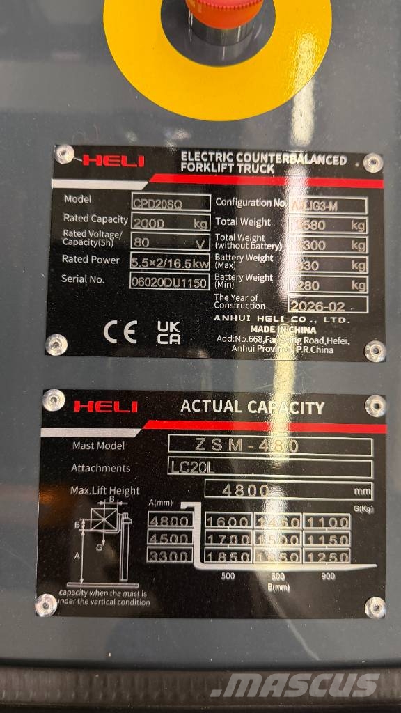 Heli CPD20SQ-A2LIG3-M Električni viličarji