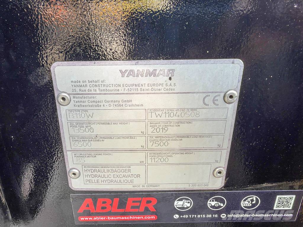 Yanmar B110W Powertilt SW hydr. Kamera Bagri na kolesih