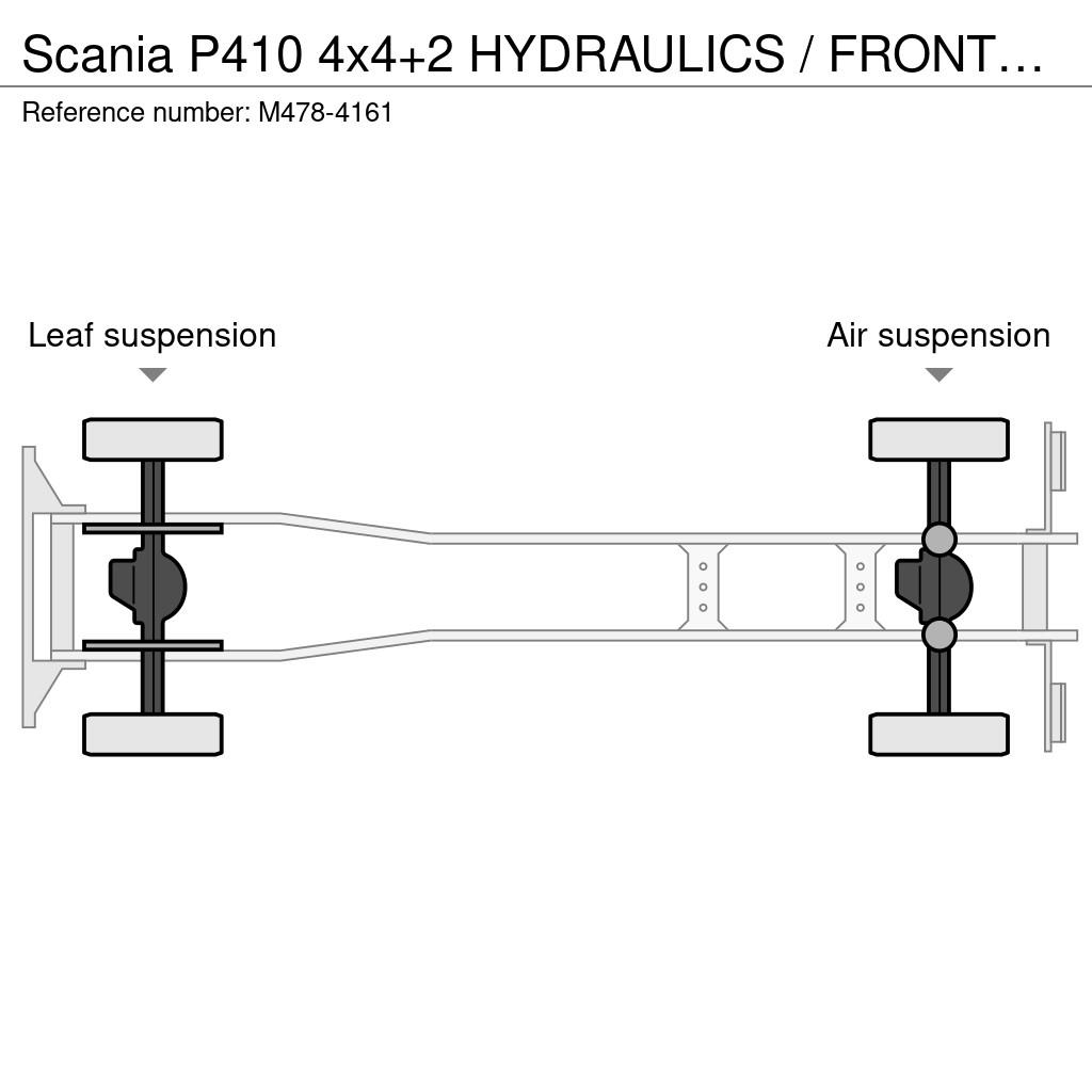 Scania P410 4x4+2 HYDRAULICS / FRONT AXEL 9T شاحنات بمقصورة وهيكل