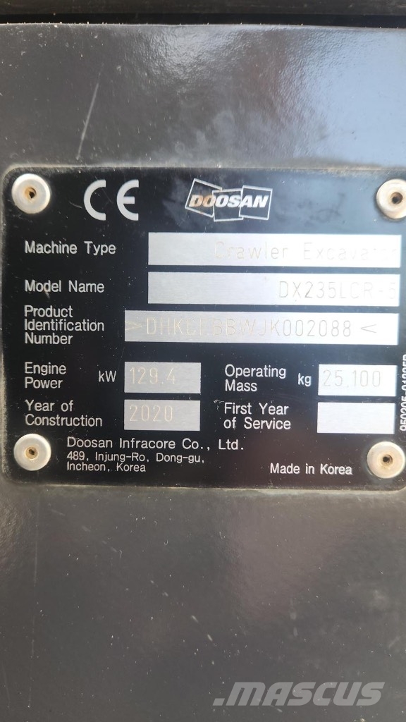Doosan DX 235 LCR-5 Crawler excavators