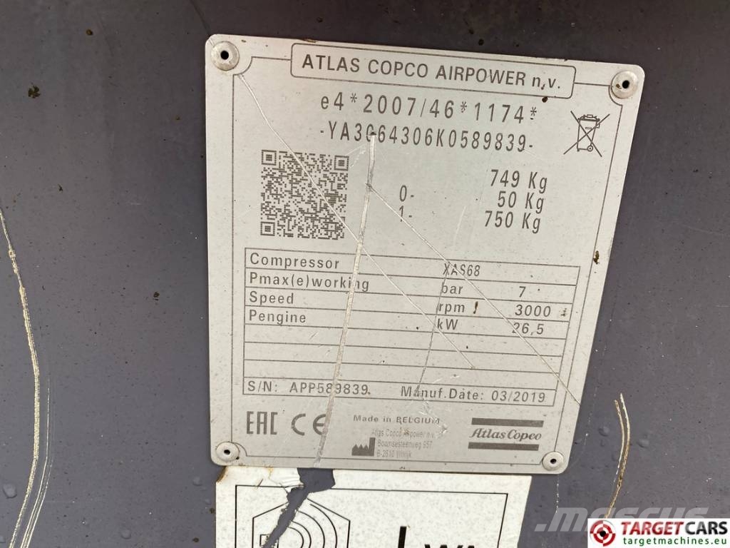 Atlas Copco XAS68 Air Compressor 7Bar 3500L/M Kompresori