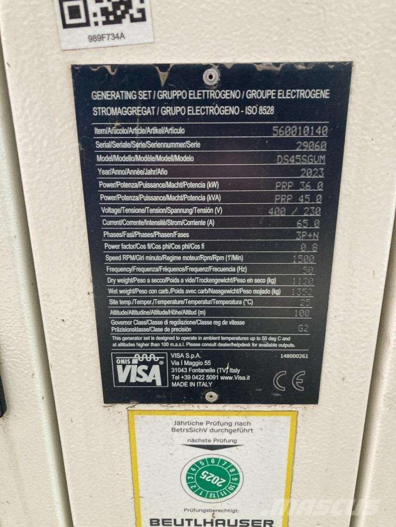 Strom Visa Stromerzeuger DS45SGVM 40kVA Agregaty prądotwórcze inne