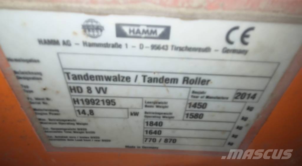 Hamm HD 8 VV Tandemové válce