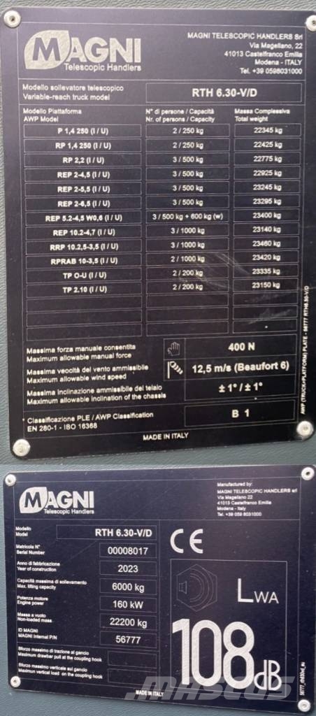 Magni RTH 6.30-V/D+Treuil W6 1er Main Endommagé Τηλεσκοπικοί τροχοφόροι φορτωτές