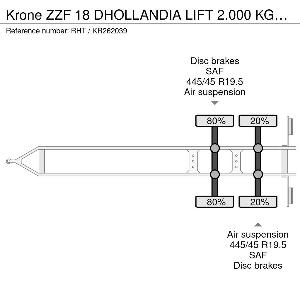 Krone ZZF 18 DHOLLANDIA LIFT 2.000 KG Remolques portacontenedores