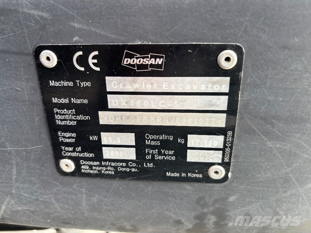 Doosan DX 160 LC / Kallistaja, 3 kauhaa, Uudet ketjut! Excavadoras sobre orugas