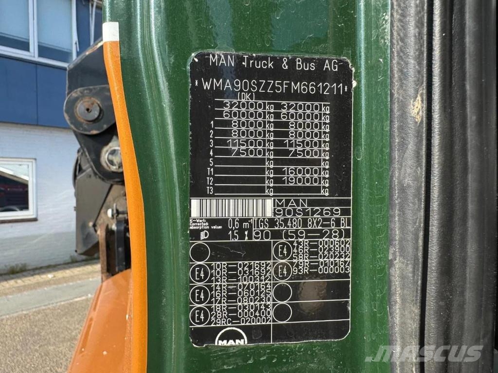 MAN TGS 35.480 8X2 KIPPER + HMF 3220-K6 + REMOTE CONTR Tipper trucks