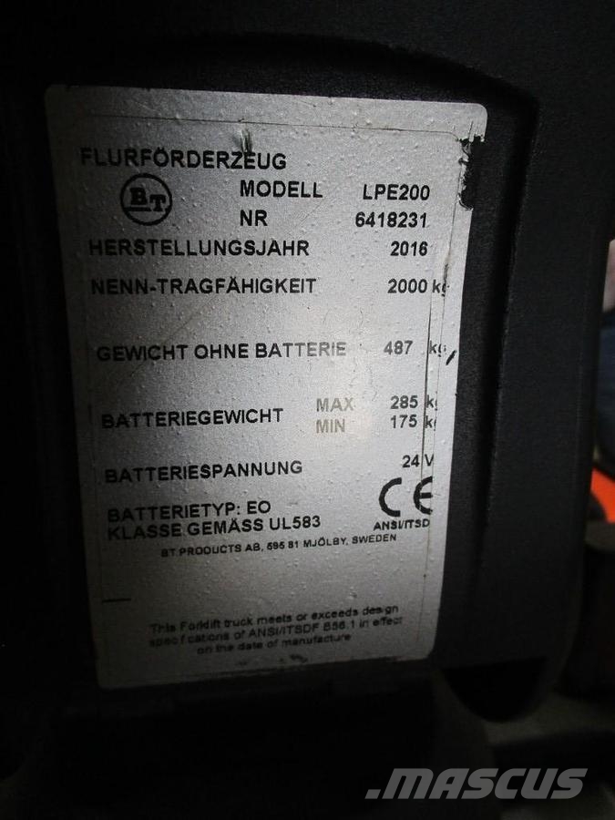 BT LPE200 Lavansiirtotrukit ajotasolla