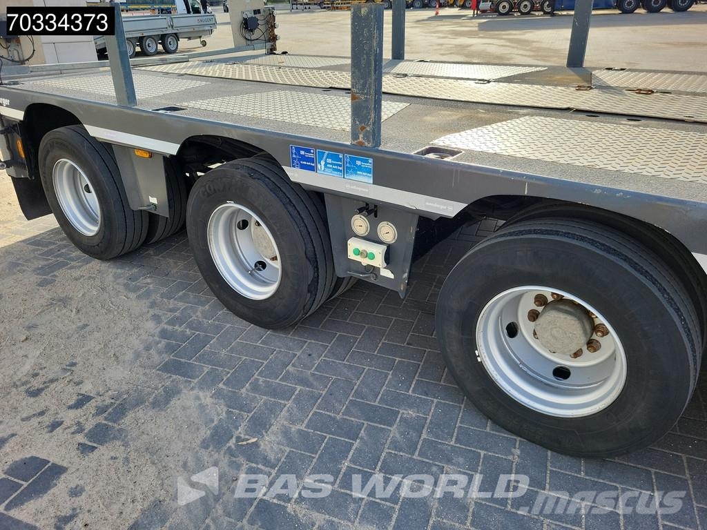 Meusburger MTS-3 3 axles Gooseneck Extendable Steering Axle نصف مقطورة مسطحة منخفضة