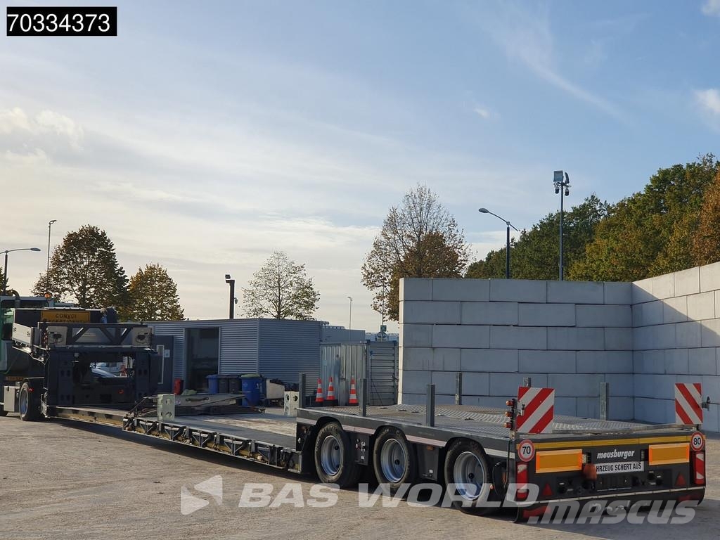 Meusburger MTS-3 3 axles Gooseneck Extendable Steering Axle نصف مقطورة مسطحة منخفضة