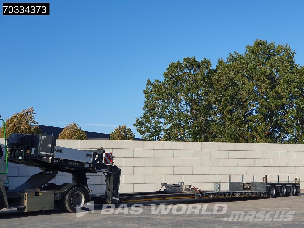 Meusburger MTS-3 3 axles Gooseneck Extendable Steering Axle نصف مقطورة مسطحة منخفضة