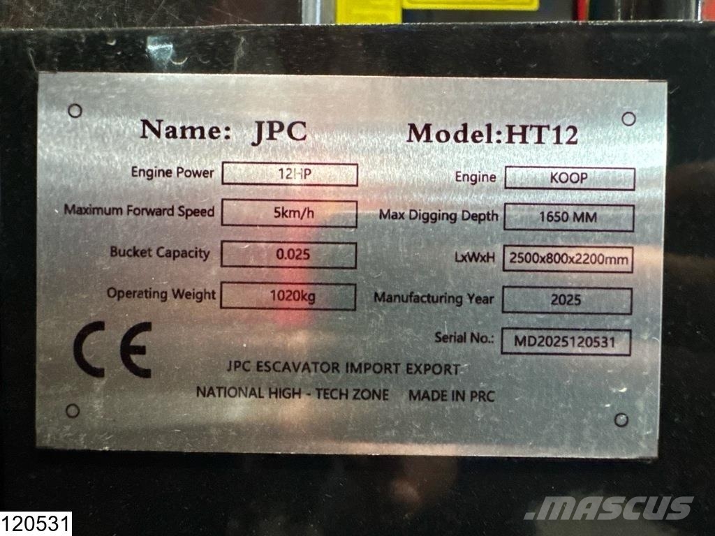 JPC HT12 New – Unused, 2025, 12 hp Mini bageri < 7t