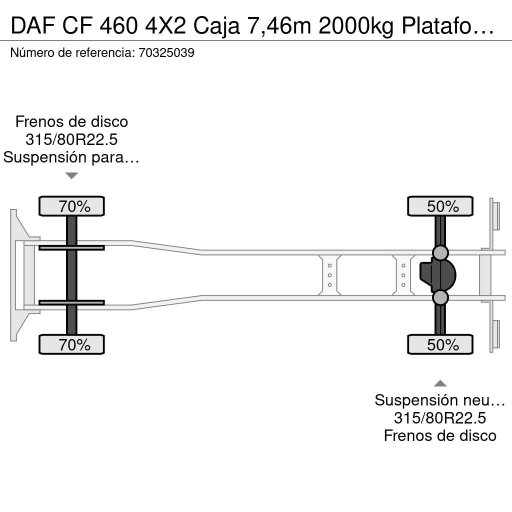 DAF CF 460 4X2 Caja 7,46m 2000kg Plataforma Dhollandia Umpikorikuorma-autot