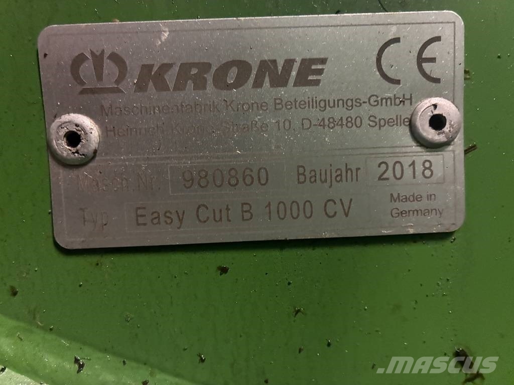 Krone EasyCut B 1000 CV جزازات