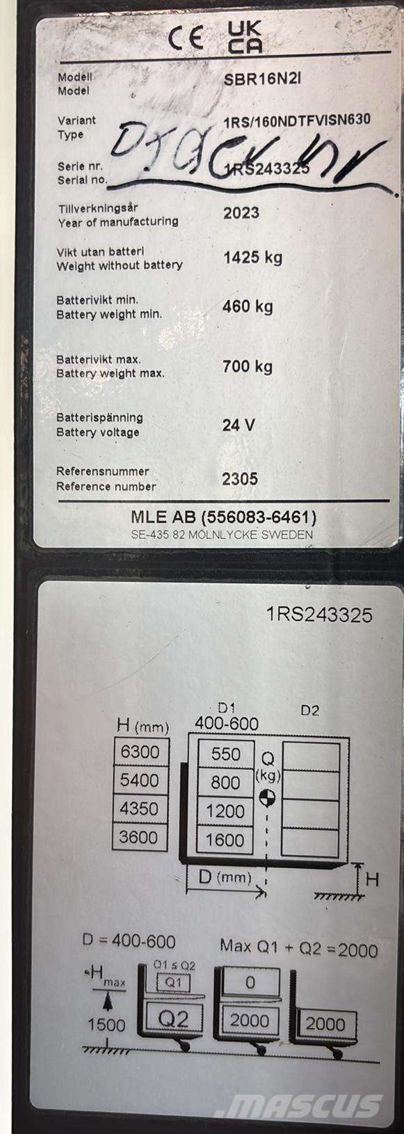 Mitsubishi SBR16N2I Apiladoras eléctricos