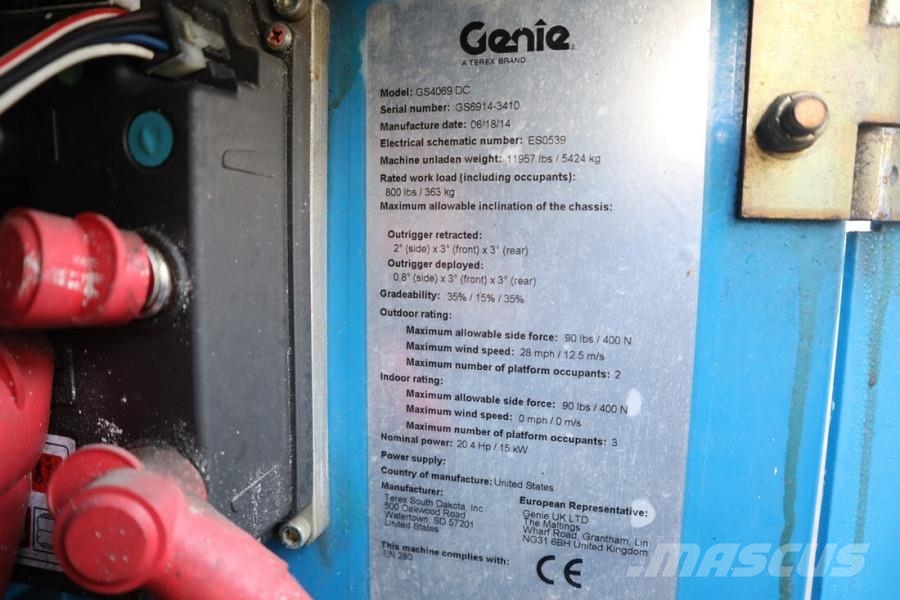 Genie GS4069DC Electric, 14m Working Height, 363kg Capac Scissor lifts