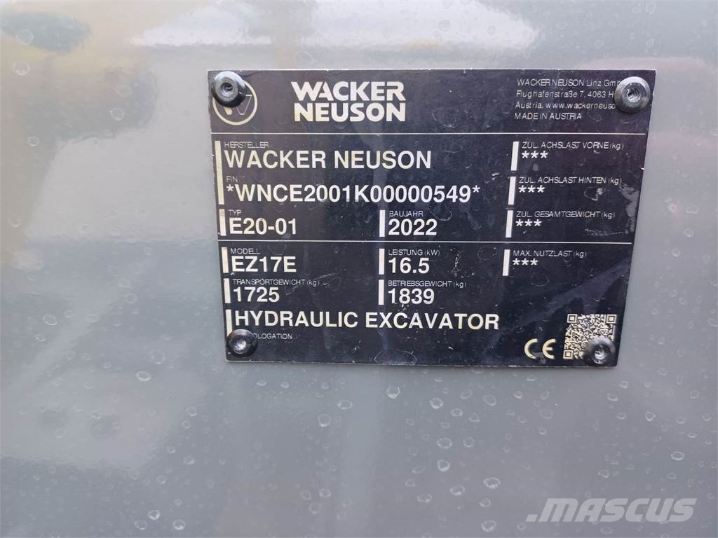 Wacker Neuson EZ17e Crawler excavators