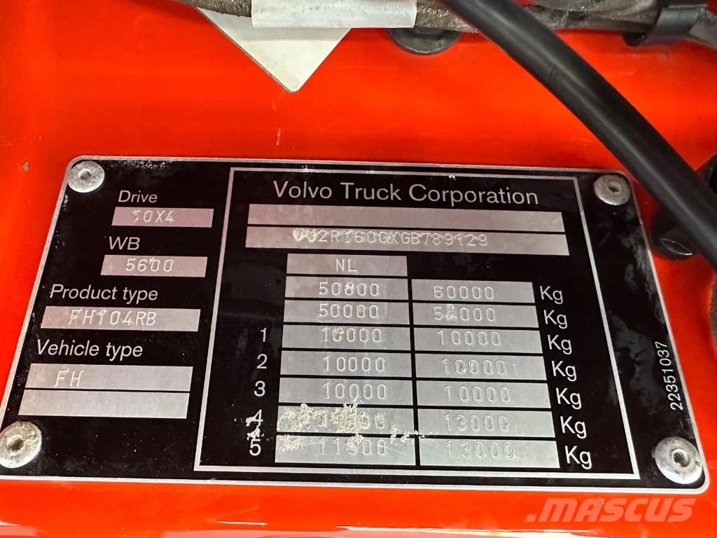 Volvo FH 540 10x4 40 Tons haaksysteem Euro 6 Lastväxlare/Krokbilar