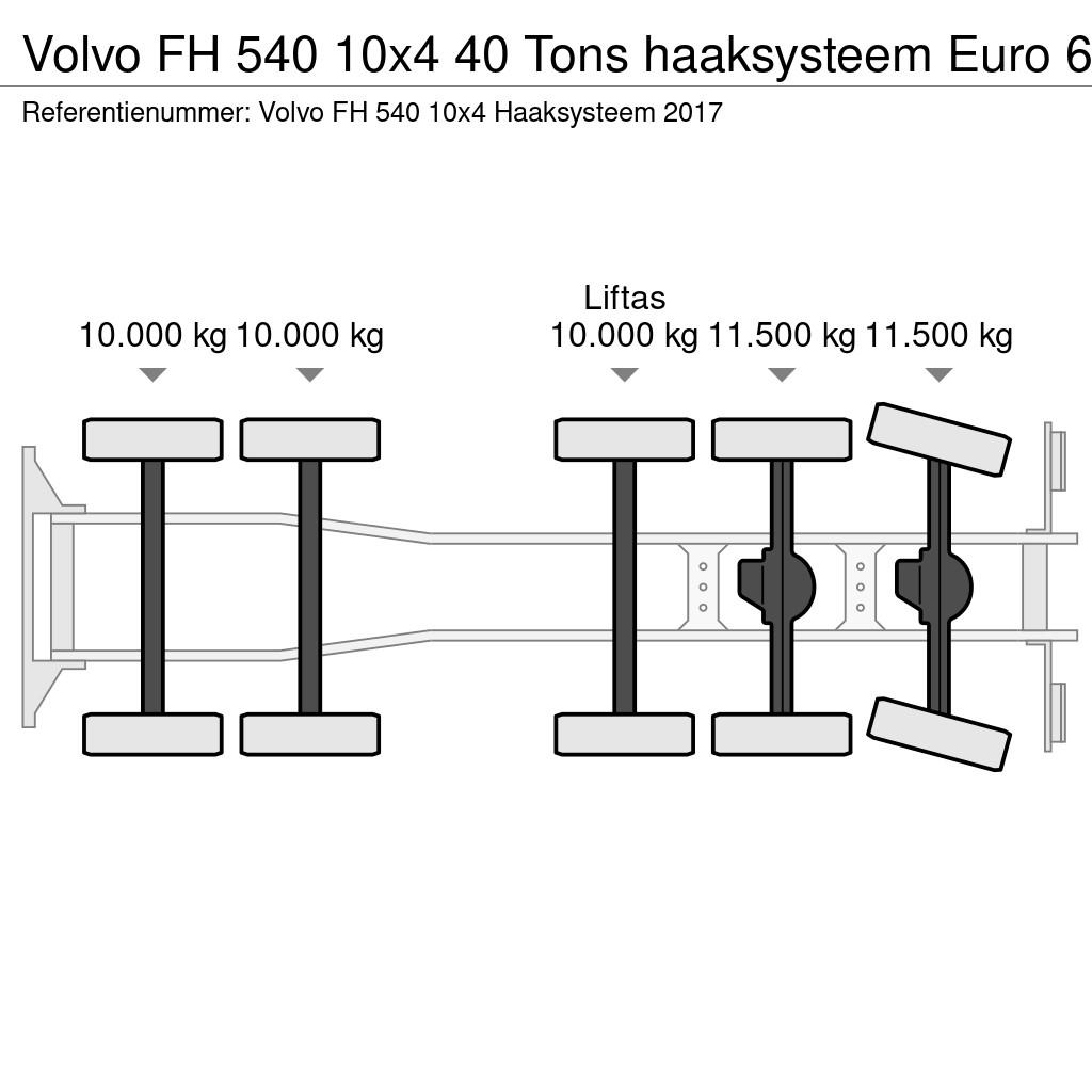 Volvo FH 540 10x4 40 Tons haaksysteem Euro 6 Lastväxlare/Krokbilar