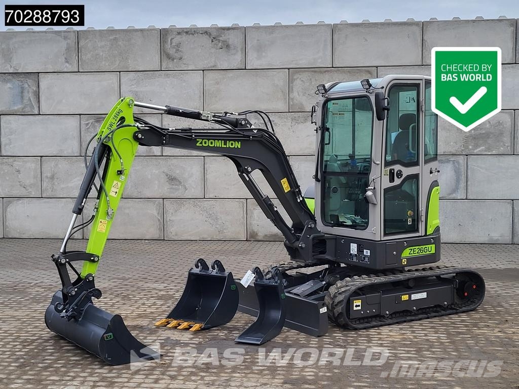 Zoomlion ZE26 GU KUBOTA ENGINE - CW / 3 BUCKETS - CE CERTIF Mini bagri <7t