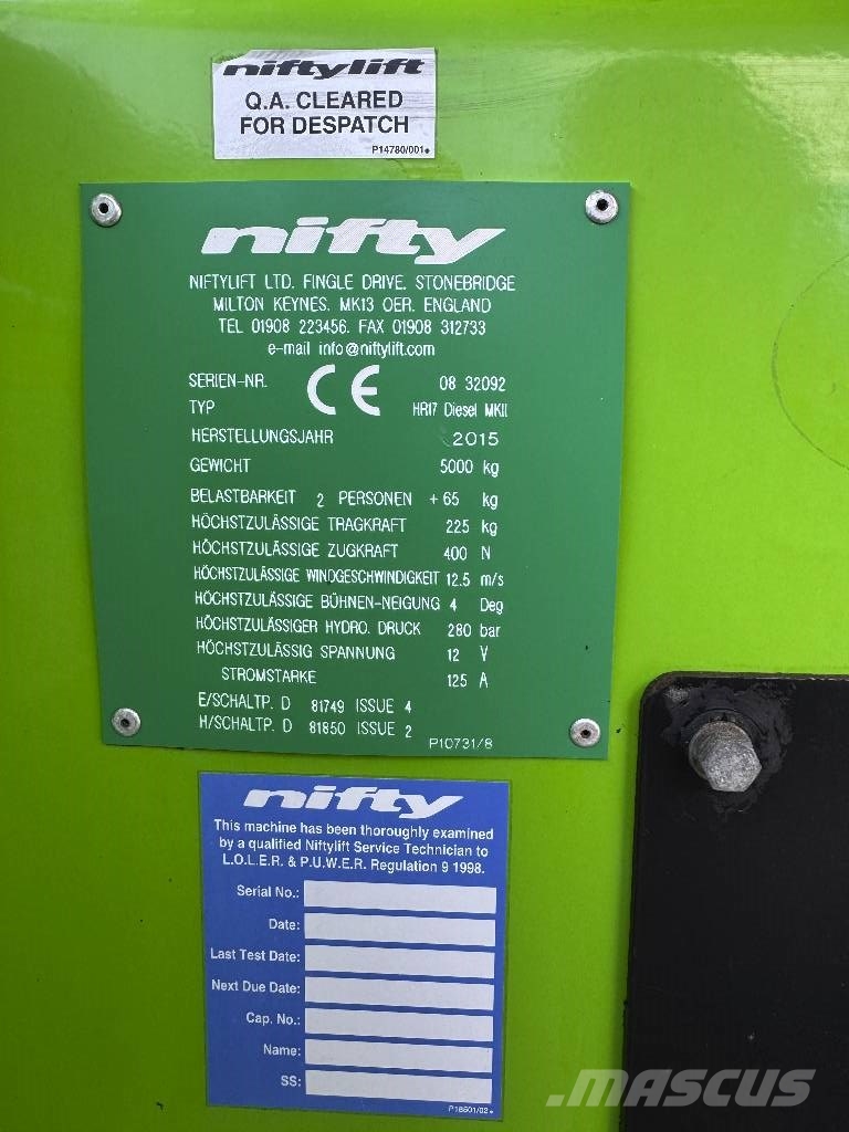 Niftylift HR 17 MK II Allrad 4x4 Diesel Gelenkteleskoparbeitsbühnen